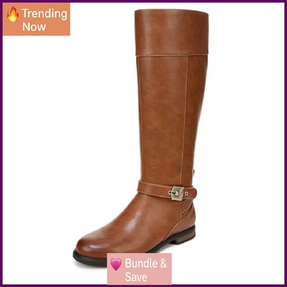 Women's Knee High Riding Boots Wide Calf Faux Leather 3/4 Heel - Picture 2 of 8